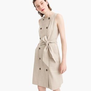 J.Crew Double Breasted Linen Blend Belted Dress